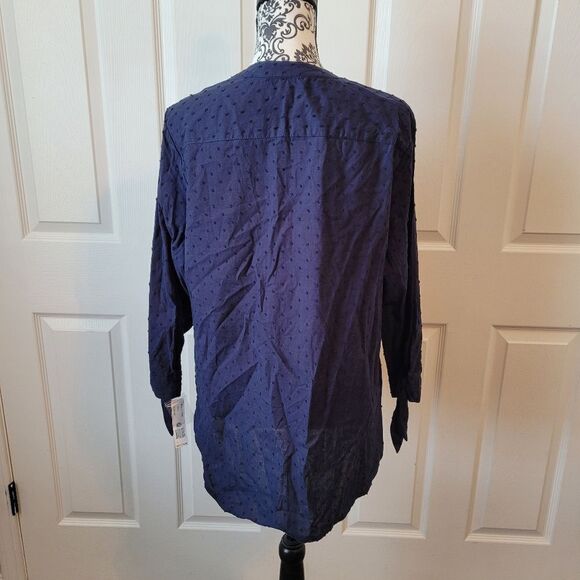 NWT Zac & Rachel woman's blue tie cuff top - Picture 3 of 7
